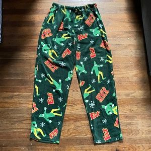 EUC Buddy the Elf Son of a Nutcracker Green Fleece Pajama Pants Size Medium